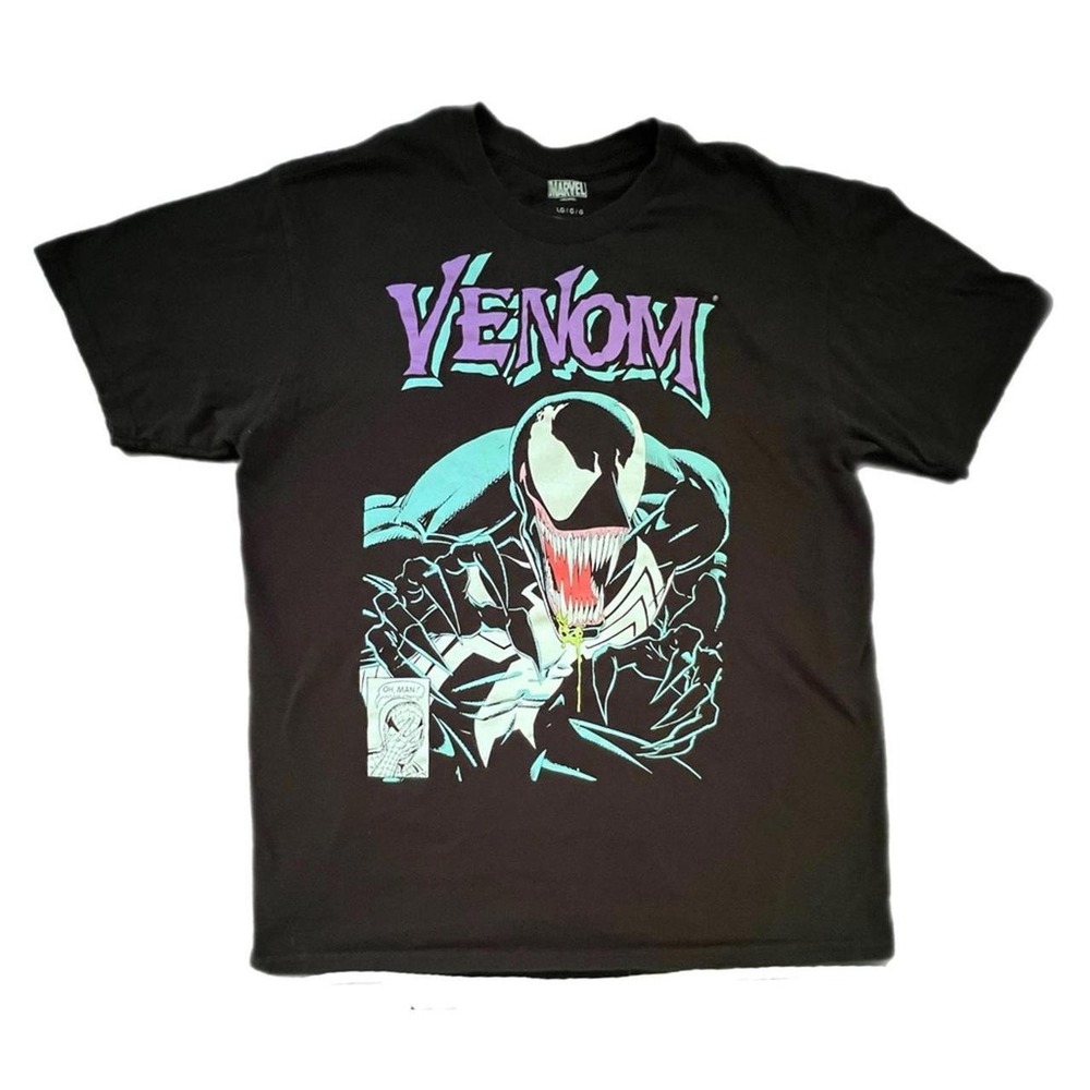 Marvel T-Shirt Black Venom Graphic Comic Print Large